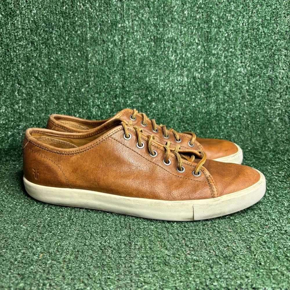 Frye 3481519-COP Low Lace Leather Cognac Classic Casual Sneaker Brown Mens Sz 10